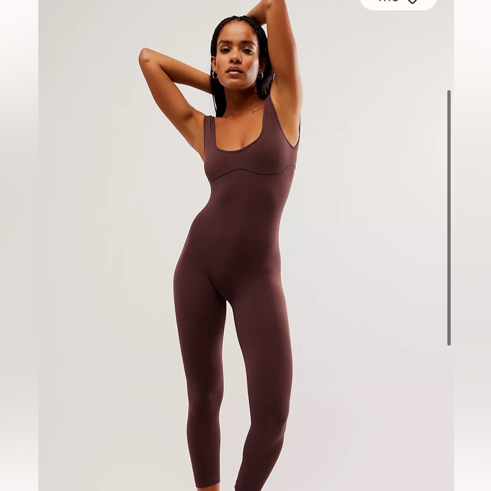 Free People Low Back Seamless Catsuit Sleeveless Jumpsuit Brown NWT
